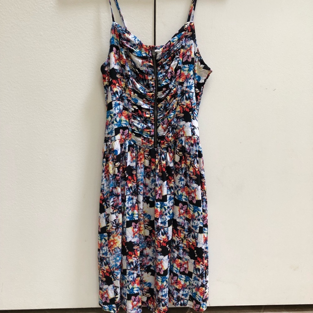 Checkered Floral Mini Dress